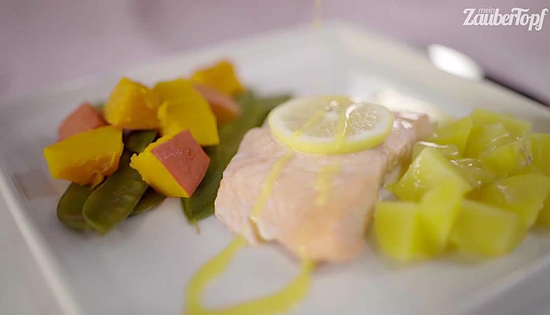 Lachs mit Kartoffeln und Mango-Hollandaise