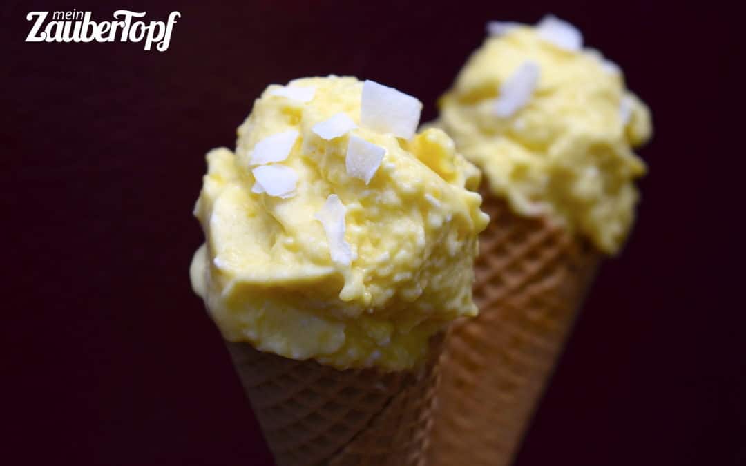 Eiscreme mit Mango und Kokos