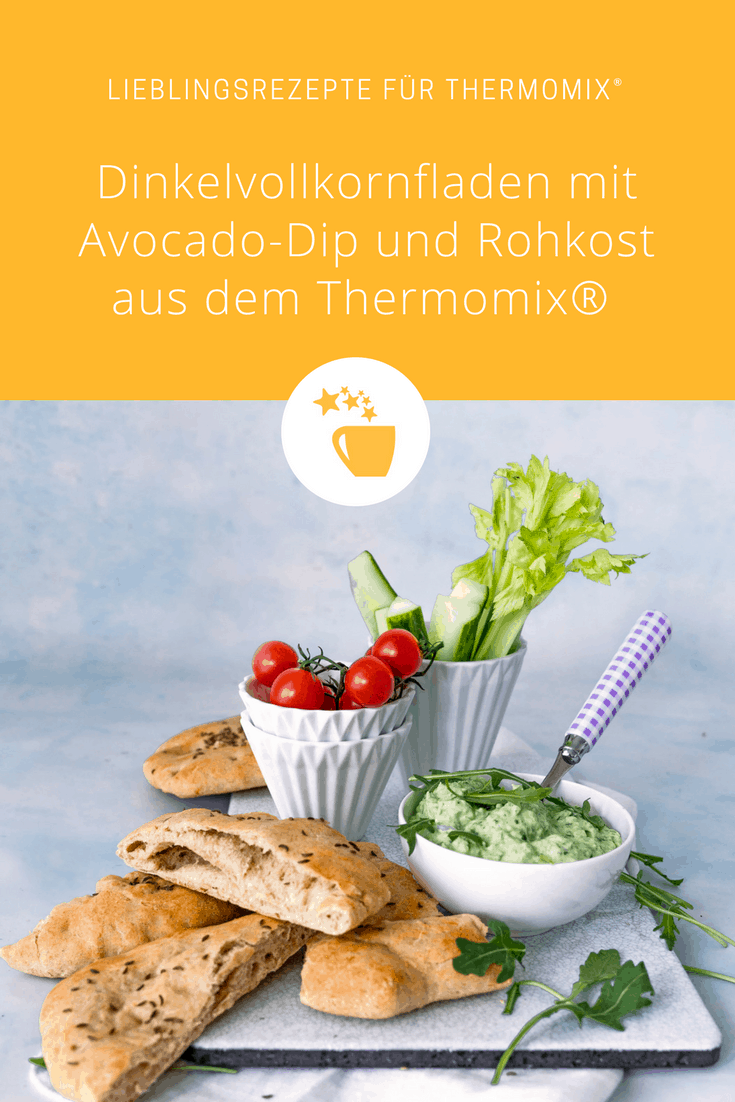 Dinkelvollkornfladen mit Avocado-Dip und Rohkost – Foto: Tina Bumann