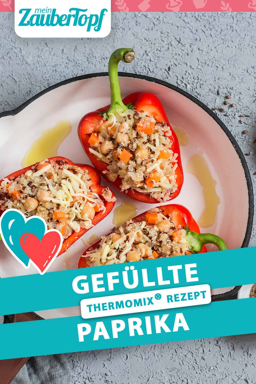 Gefüllte Paprika mit Blumenkohl-Reis – Rezept für den Thermomix®