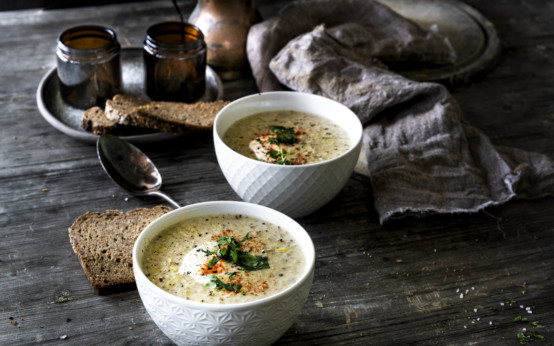 Käse-Lauch-Suppe mit Hackfleisch