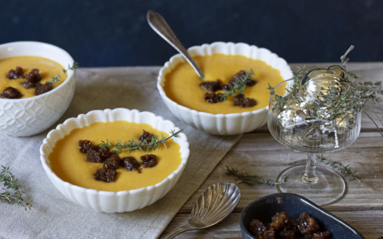Kürbissuppe mit Honig-Croûtons