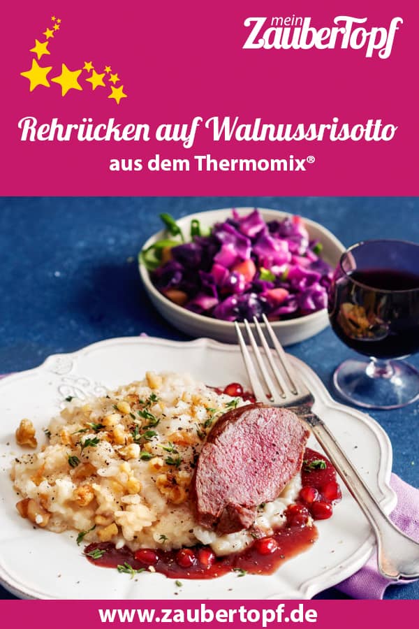 Rehrücken mit Granatapfelsoße auf Walnussrisotto aus dem Thermomix® – Foto: Frauke Antholz
