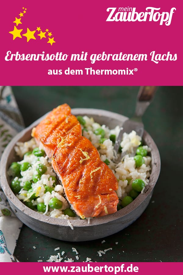 Erbsenrisotto mit gebratenem Lachs – Foto: Frauke Antholz