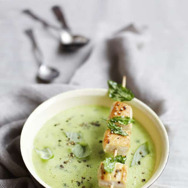 Zucchinisuppe Mit Hahnchenspiessen Mit Dem Thermomix