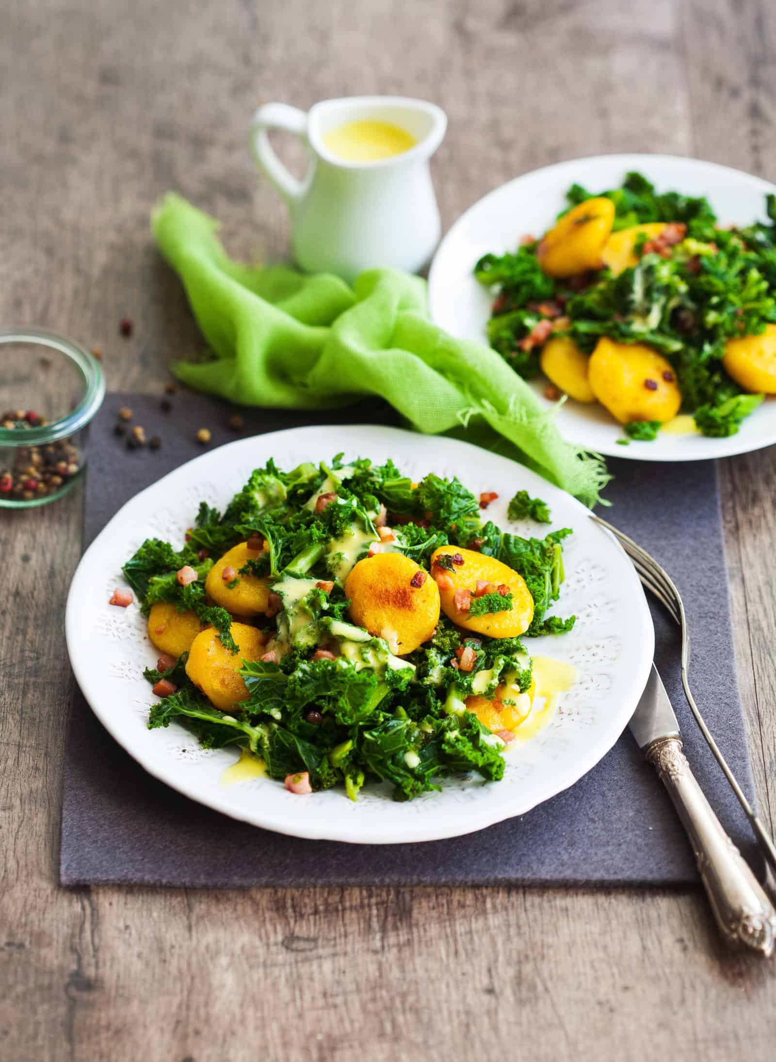 Grünkohlsalat mit Kürbisnocken - mein ZauberTopf