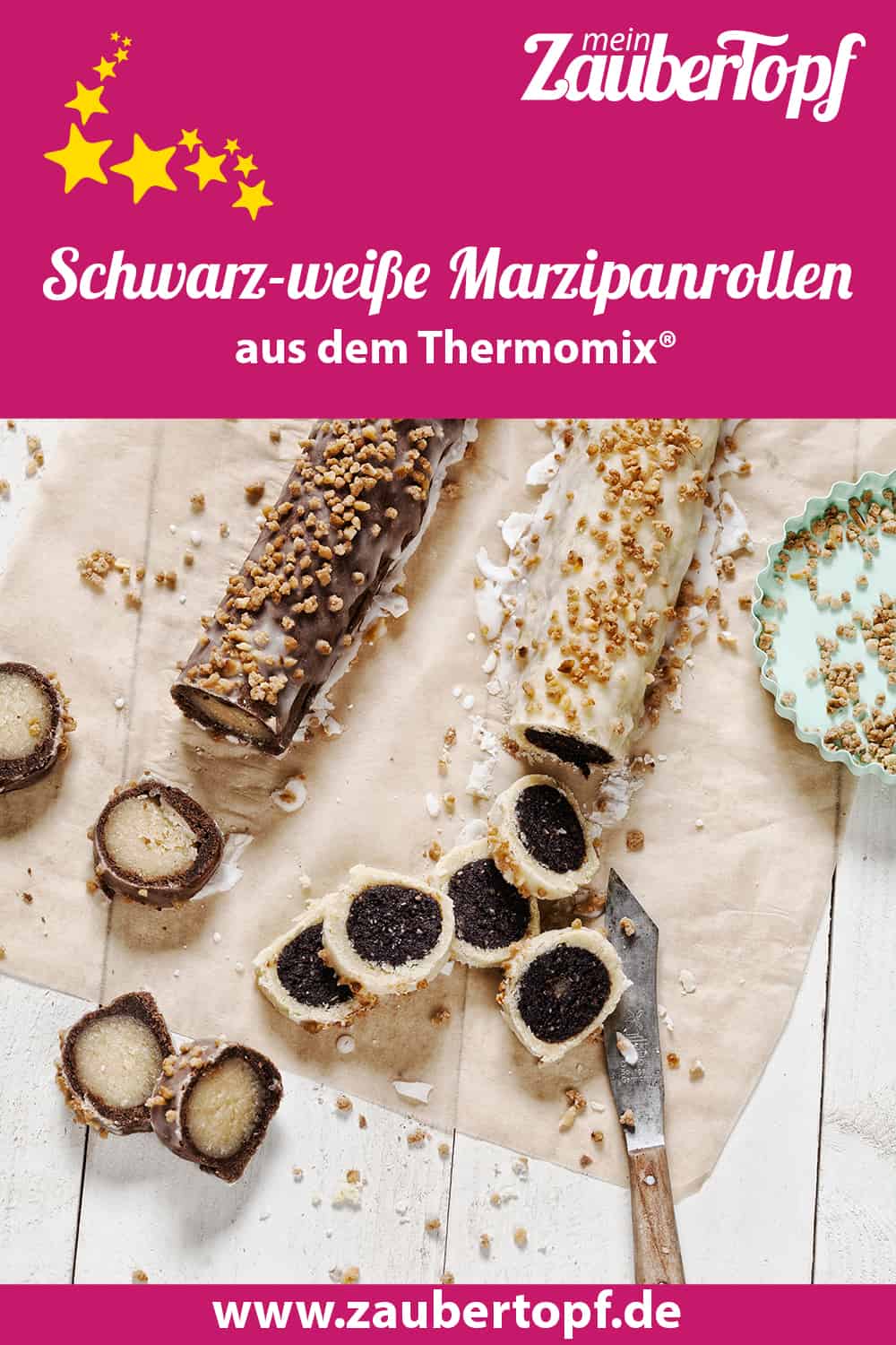 Schwarz-weiße Marzipanrollen aus dem Thermomix® - Foto: Frauke Antholz