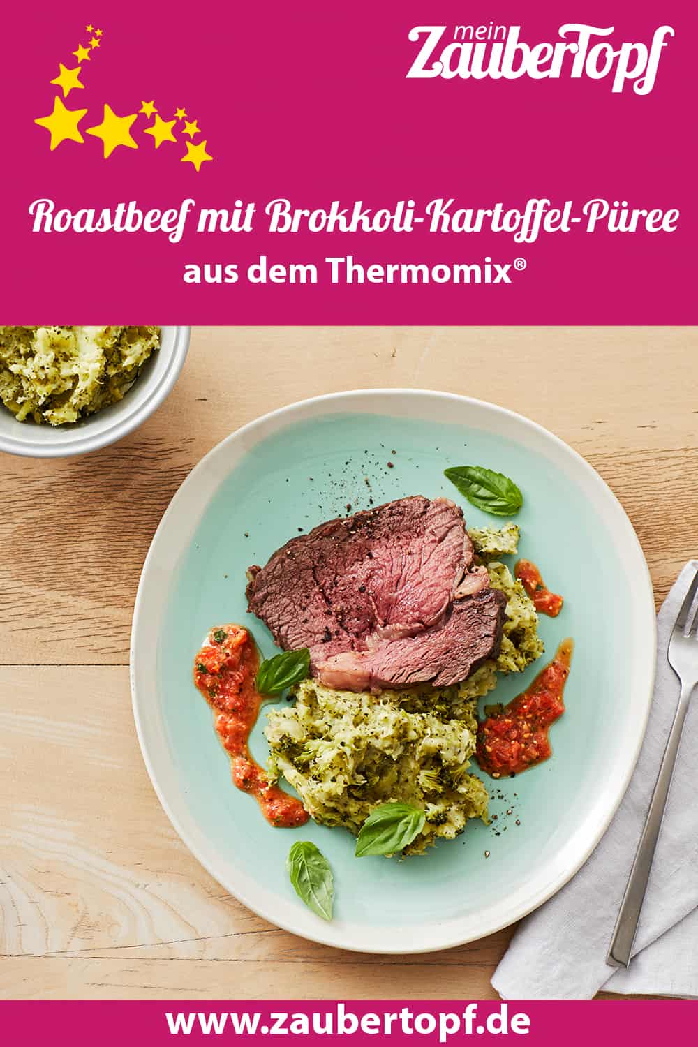 Roastbeef mit Brokkoli-Kartoffel-Püree – Foto: Jorma Gottwald