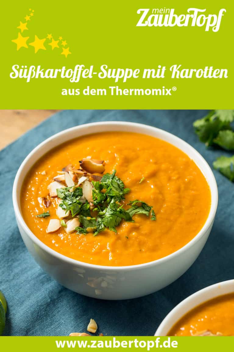 Süßkartffel-Suppe mit gerösteten Mandeln – Rezept für den Thermomix®