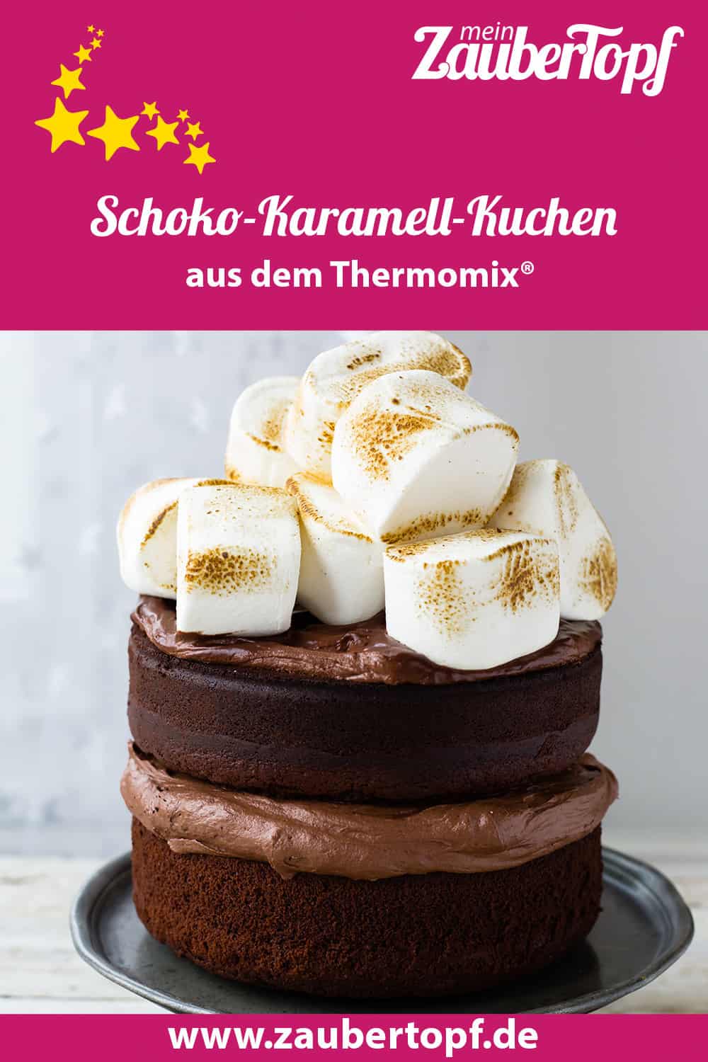 Schoko-Karamell-Kuchen mit Marshmallows aus dem Thermomix® – Foto: Sophia Handschuh