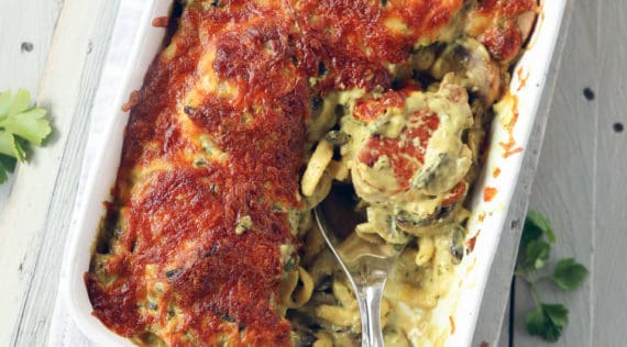 Spätzle-Gratin mit Schweinemedaillons – Rezept für den Thermomix® Spätzle-Gratin mit Schweinemedaillons – Rezept für den Thermomix®