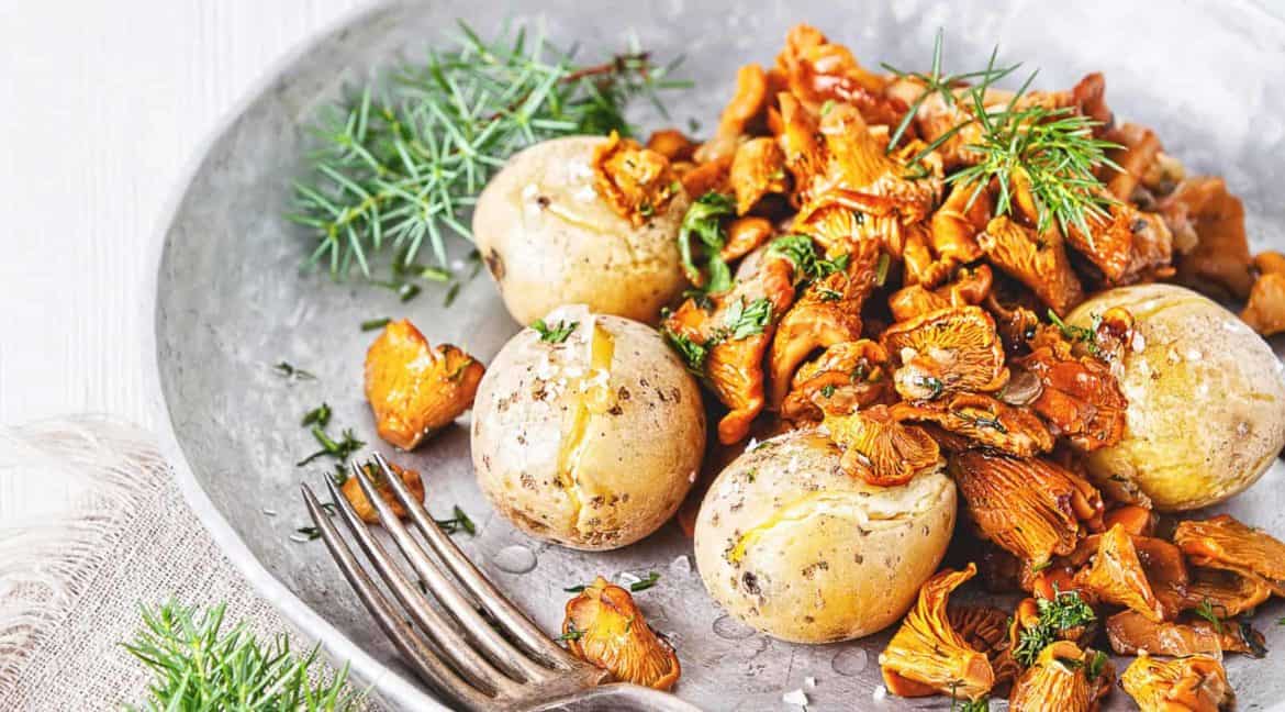 Kanarische Kartoffeln - Papas Arrugadas mit Pfifferlingen