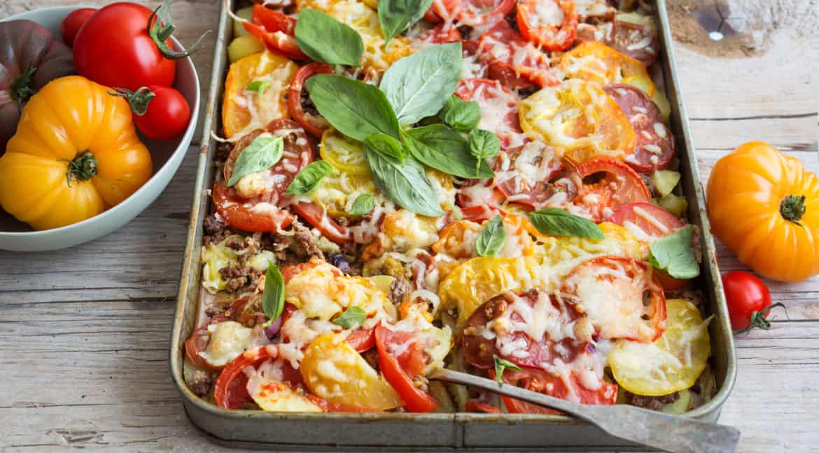 Pizza-Auflauf mit Kartoffeln und Hack