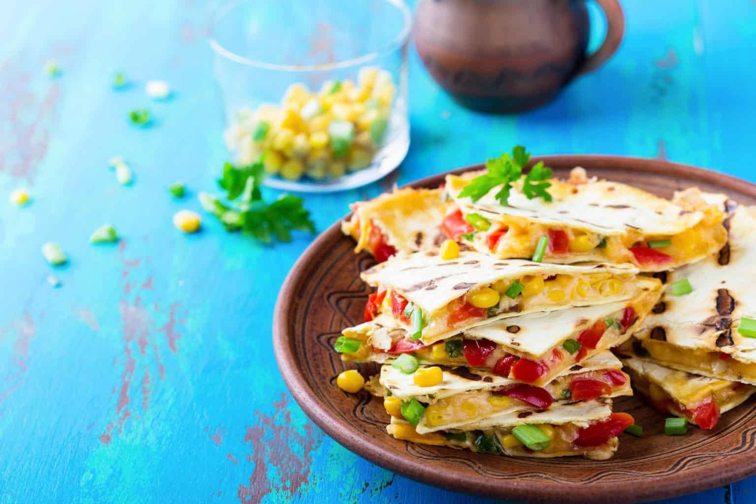 Quesadillas mit Mais und Paprika