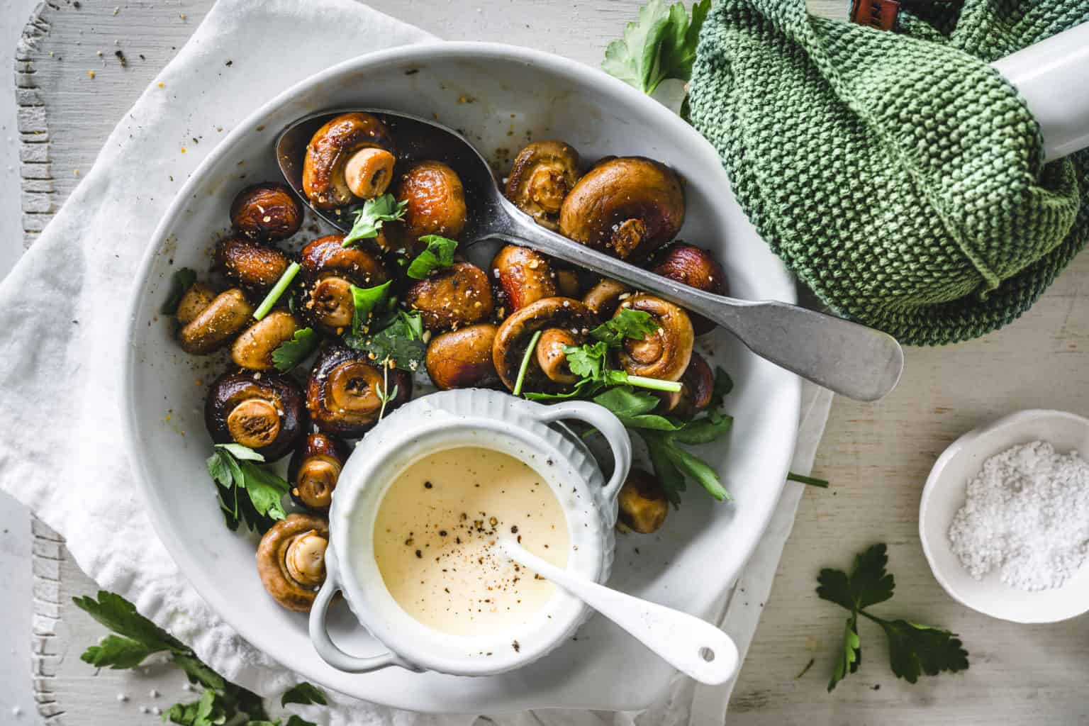 Champignons in Knoblauchsoße