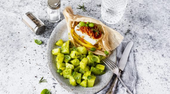 Fetapäckchen mit Pesto-Kartoffeln - Foto: Désirée Peikert