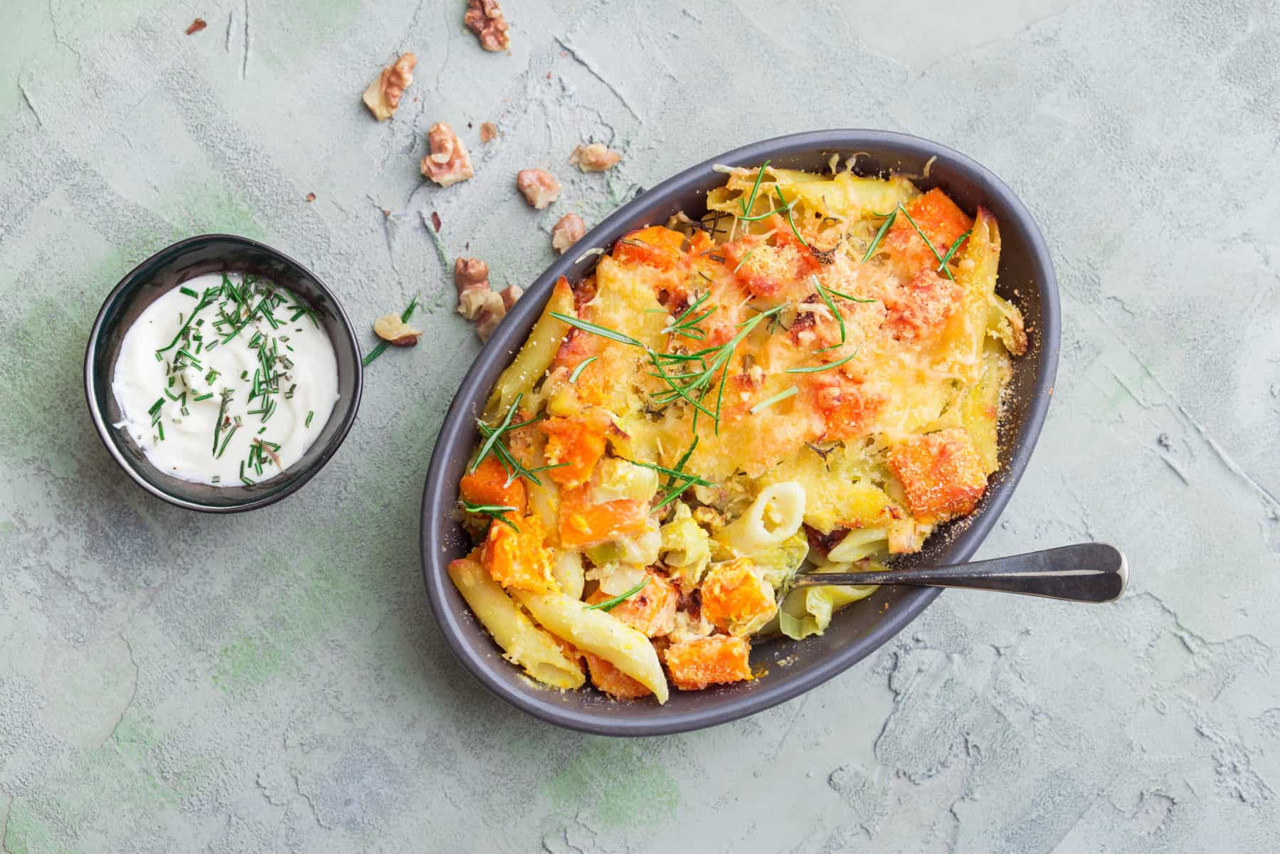 Kürbisauflauf mit Penne – Rezept für den Thermomix®