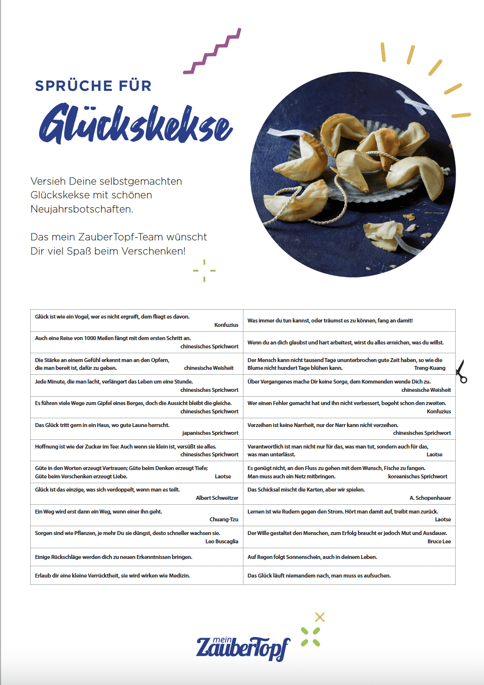 mein ZauberTopf Glückskekssprüche zum Ausdrucken