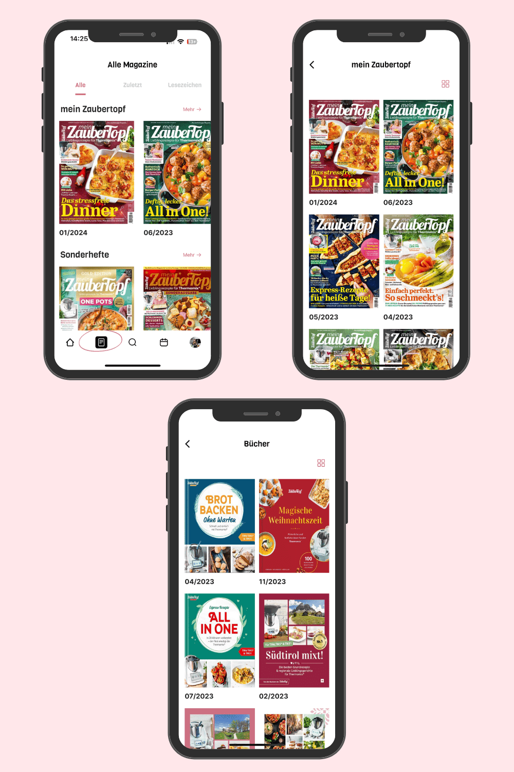 Die ZauberTopf-Magazine und -Bücher in der App