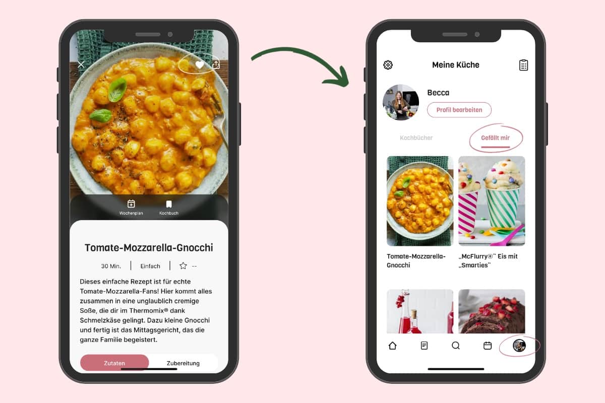 Rezepte liken und wiederfinden in der ZauberTopf App