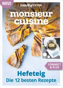 Cover für das EBook Hefeteig. Rezepte für den Monsieur Cuisine. Darauf ein Striezel, angeschnitten